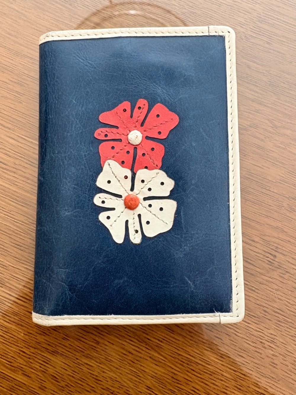 Fun flower appliqué passport/card wallet